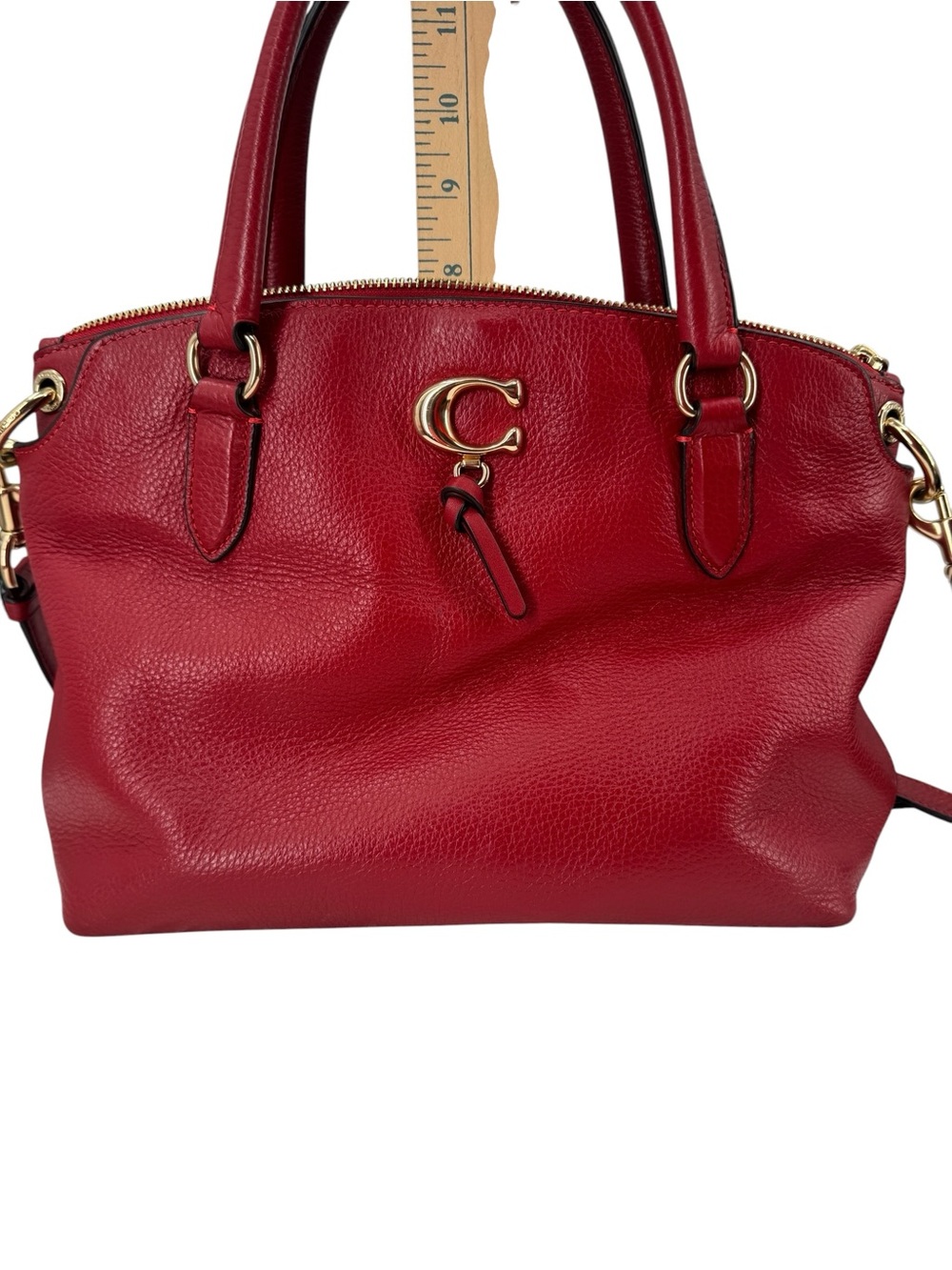Coach Remi Pebbled Leather Satchel Crossbody Bag Tru Red - Picture 7 of 16